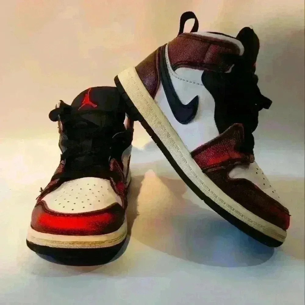 JORDAN 1 MID SE (TD) "WEAR AWAY CHICAGO" US 9 C red black - Picture 1 of 7